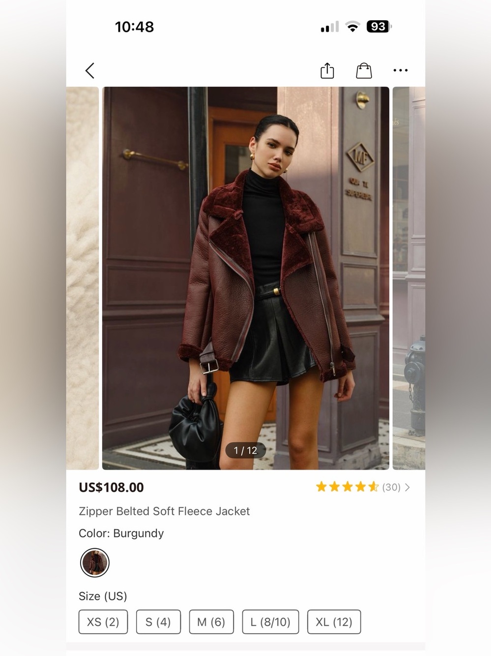 Commense Women’s Burgundy/Brown Vegan Shearling/Leather Moto Jacket - Picture 14 of 16